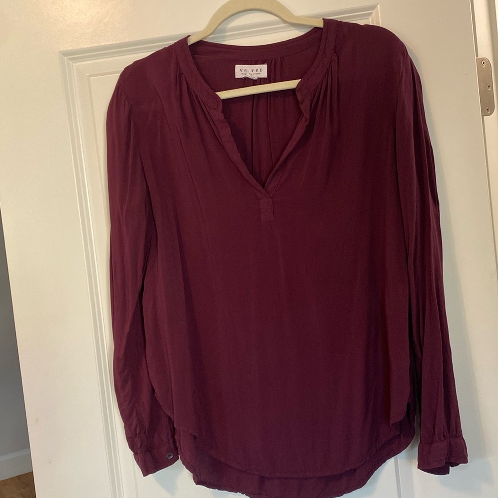 Velvet by Graham and Spencer silky viscose burgundy top